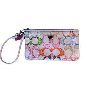 Coach Hampton Signature Scribble C Print Multi-Color Wristlet Y2K Fashion